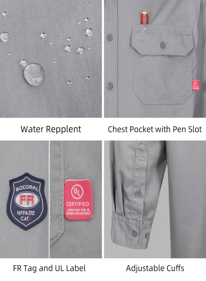 BOCOMAL FR Shirts 6.25oz Light Weight Summer Welding Shirts Flame Resistant Shirt Gray Men's Fire Retardant Shirt - Image 2